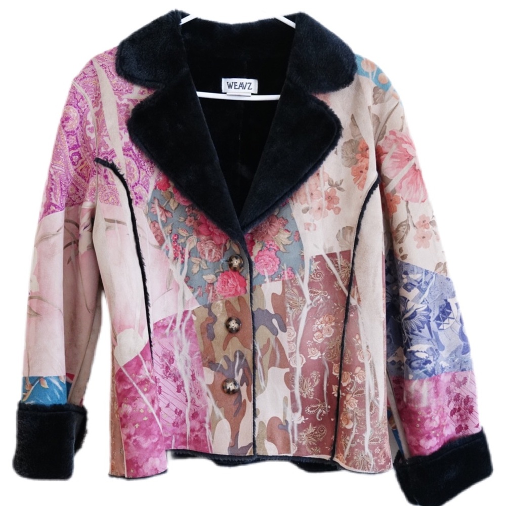 WEAVZ FAUX SUEDE AND FUR PATCHWORK JACKET